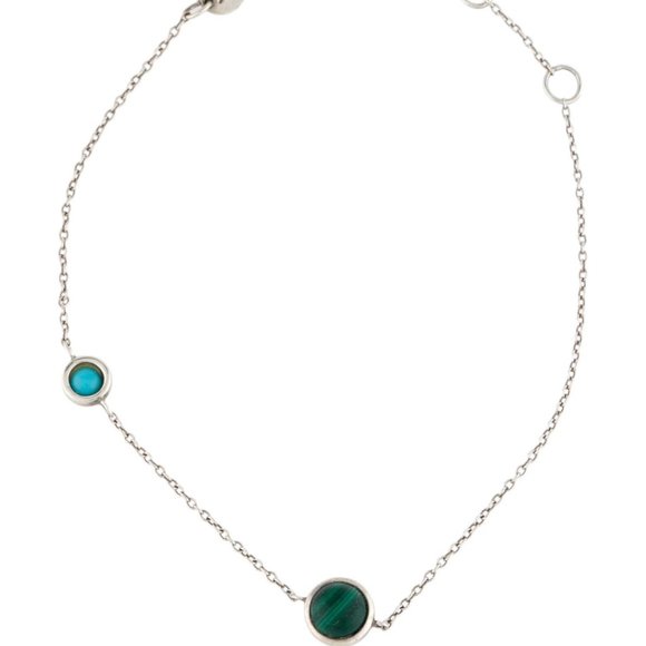 JENNIFER ZEUNER STERLING SILVER MALSCHITE & TURQUOISE LINK BRACELET - Picture 1 of 7